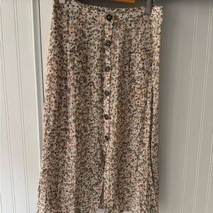 Floral Button-Down Midi Skirt- Size Medium